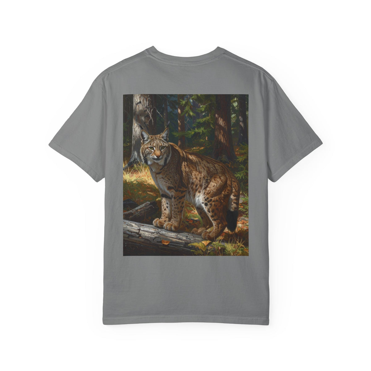 Bobcat in the Forest T-Shirt — Realistic Wildcat Nature Tee