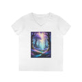 Mystical Forest V-Neck Tee — Enchanted Pathway Graphic for Women