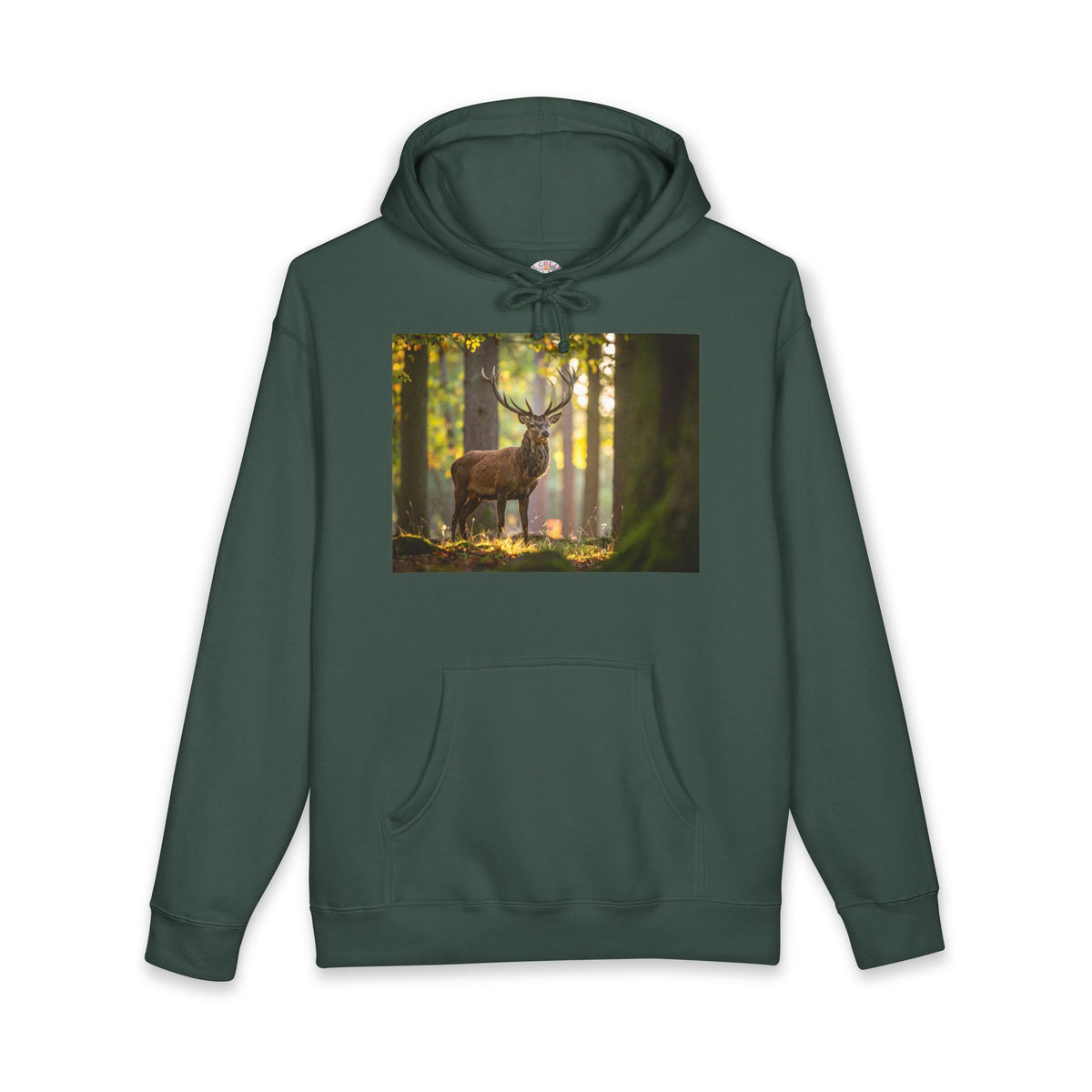 Deer in Sunlit Forest Hoodie — Nature Wildlife Graphic Sweatshirt