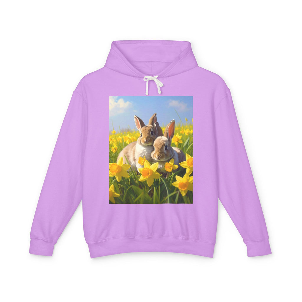 Bunny in Daffodils Hoodie — Cute Spring Rabbit Graphic Sweatshirt