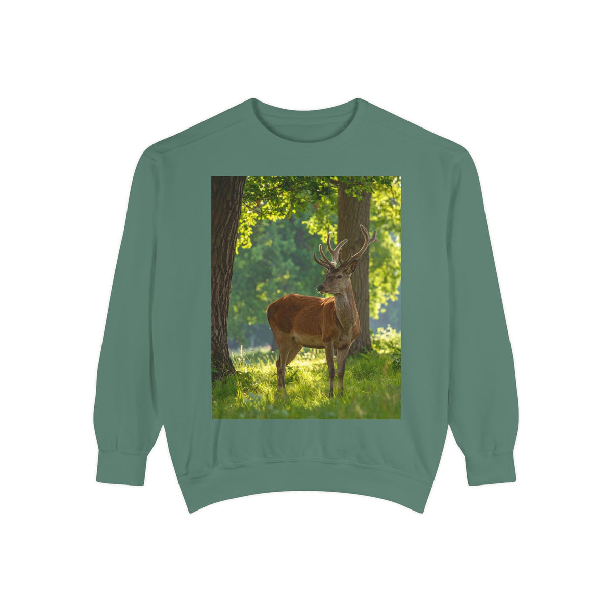Deer in Sunlit Forest Sweatshirt